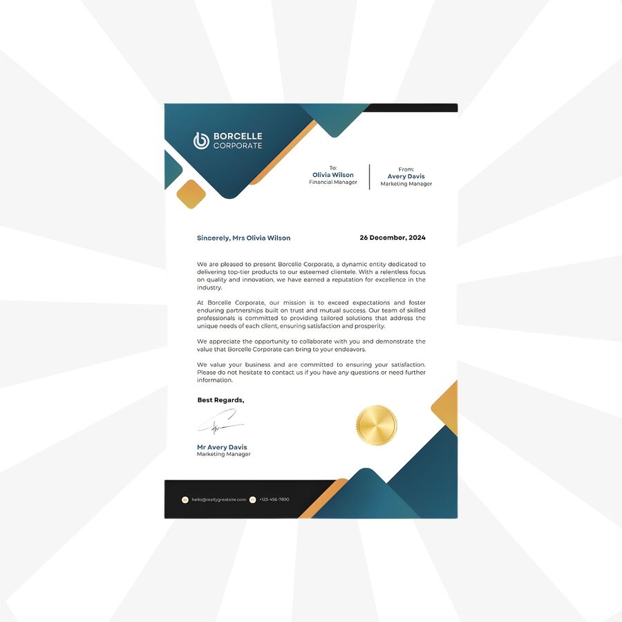 Custom letterhead printed for corporate branding