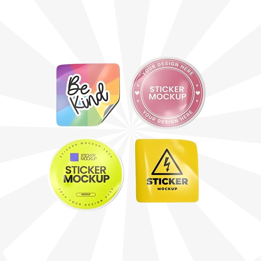 Custom die-cut stickers and labels in various sizes